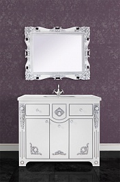 Водолей Мебель для ванной "Версаль 105" белая/серебро, зеркало Кармен в раме – фотография-6